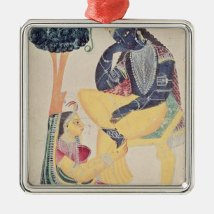 Guden Krishna med hans dödliga kärlek, Radha Julgransprydnad Metall