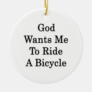 Guden önskar att jag ska rida en cykel julgransprydnad keramik