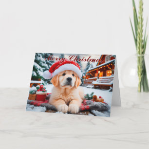 Guden Retriever Snö Puppy-julkort Kort