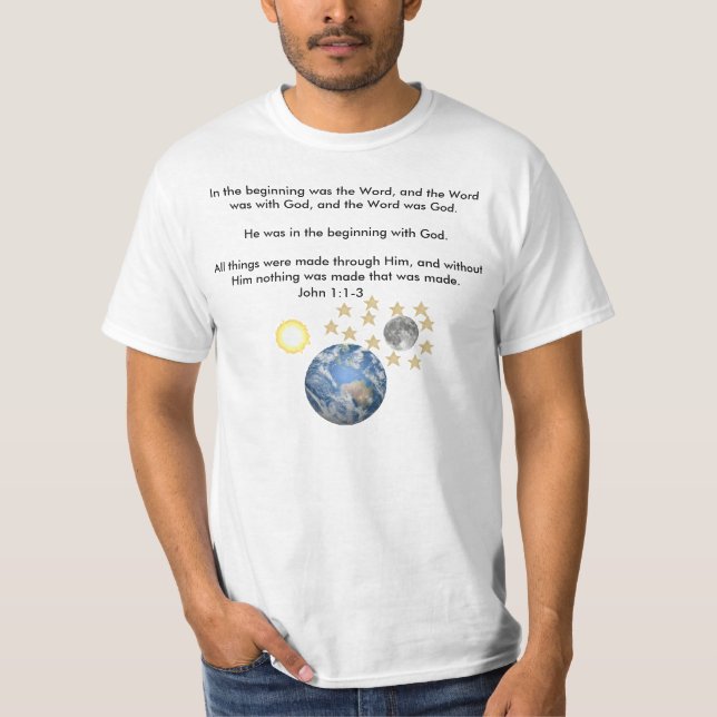 Guden skapade allt, i början var th… tee shirt (Framsida)