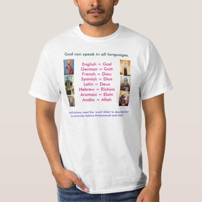 Guden talar alla språk t-shirt (Framsida)