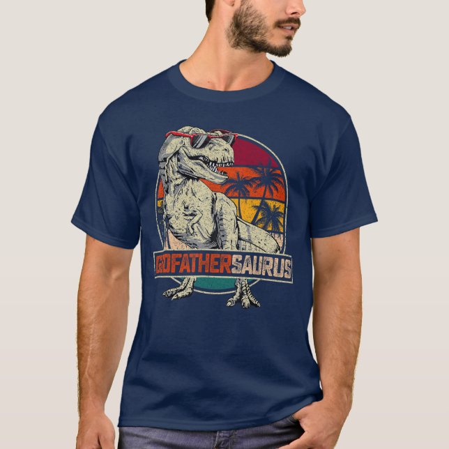 GudfaderSaurus Re Dinosaur Gudfar Saurus Familj T Shirt (Framsida)