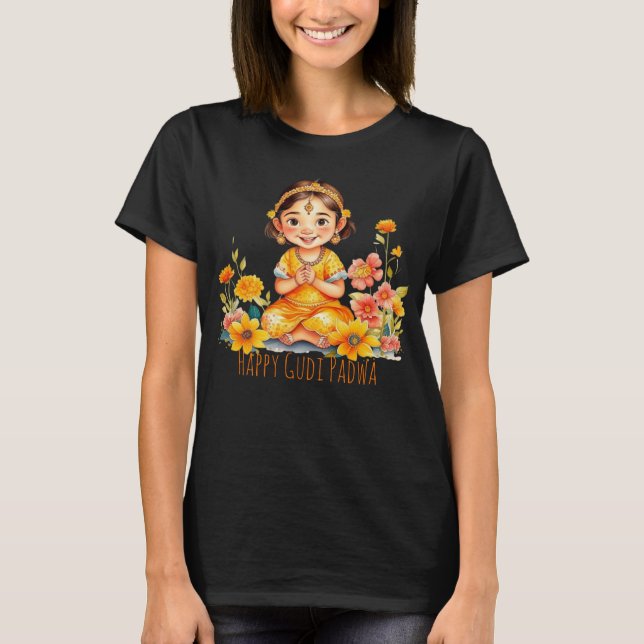 Gudi Padwa Cute Girl T Shirt (Framsida)