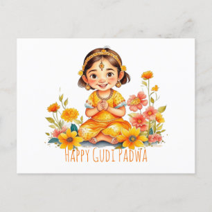 Gudi Padwa Cute Girl Vykort