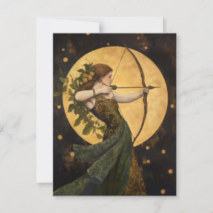 Gudinna Artemis Art Nouveau Grekisk mytologi Vykort