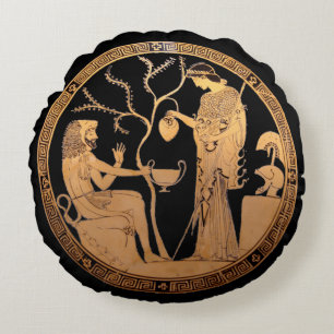Gudinna Athena och Heracles Rund Kudde