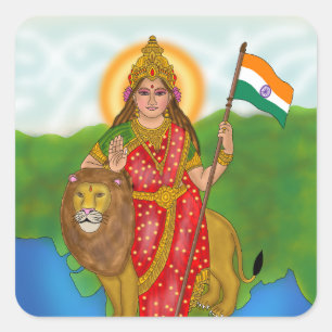 Gudinna Bharat Mata-klistermärken Fyrkantigt Klistermärke