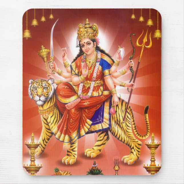 Gudinna Durga (den hinduiska gudinnan) Musmatta (Framsidan)