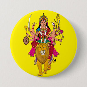 Gudinna Durga-knapp – gudomlig hinduisk Devi andli Knapp
