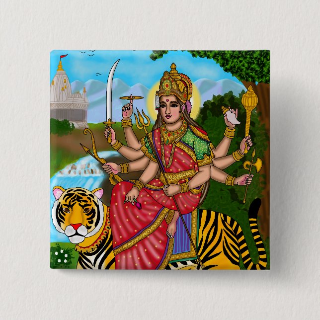 Gudinna Durga-knapp Knapp (Framsida)
