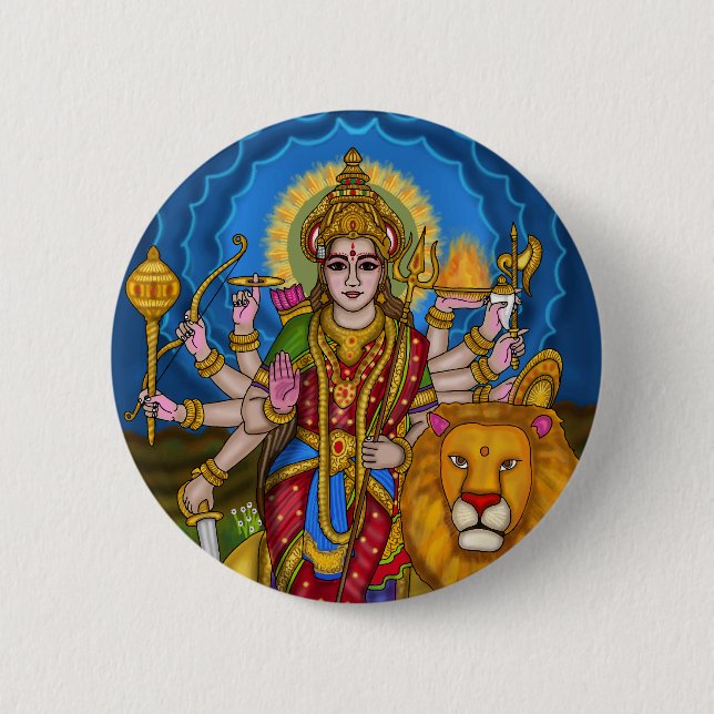 Gudinna Durga Retro Vintage Knapp (Framsida)
