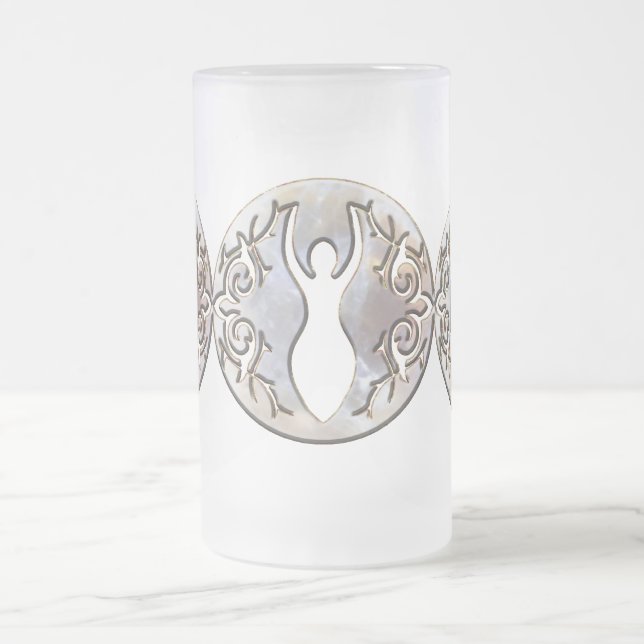Gudinna för Tiple måneMoonstone Frostat Ölglas (Center)