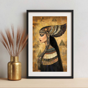 Gudinna Isis: Guld Art Nouveau Egyptisk Affisch Fototryck