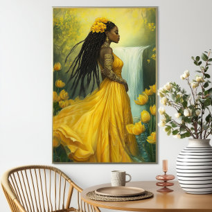 Gudinna Oshun: Gul blomvattenfall Orisha Poster