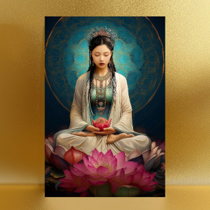 Gudinna Quan Yin Högfrekvent Porträttmålning Vykort