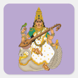Gudinna Saraswati dekal Fyrkantigt Klistermärke