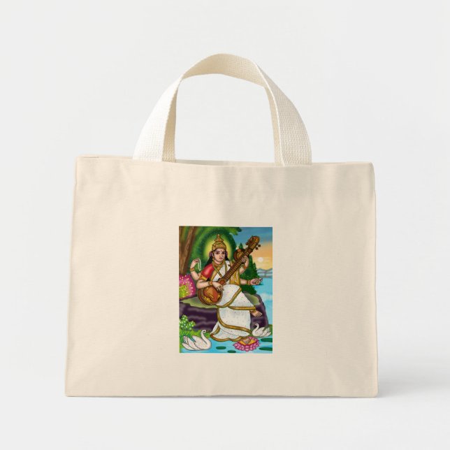 Gudinna Saraswati-handväskan Mini Tygkasse (Framsidan)