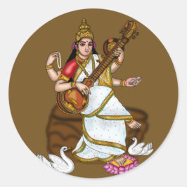 Gudinna Saraswati-klistermärken Runt Klistermärke