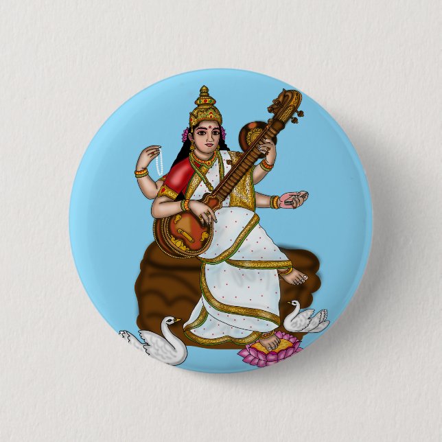 Gudinna Saraswati-knapp Knapp (Framsida)