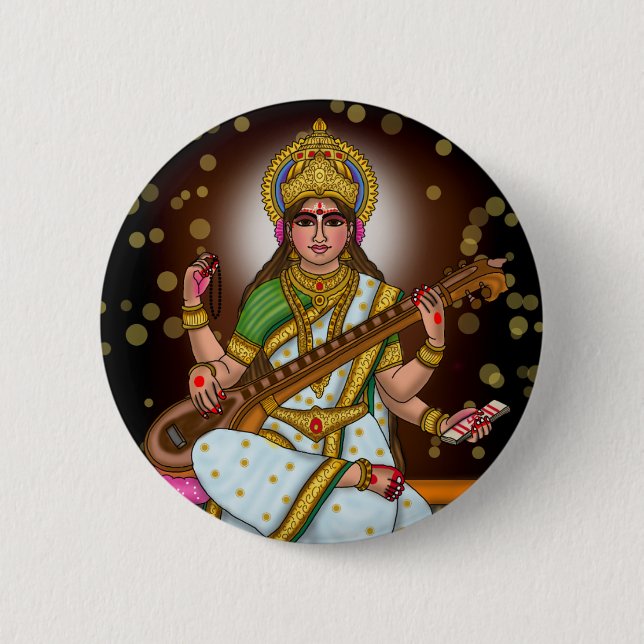 Gudinna Saraswati-knapp Knapp (Framsida)