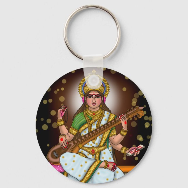 Gudinna Saraswati Nyckelring (Framsida)