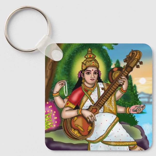 Gudinna Saraswati Nyckelring (Framsida)