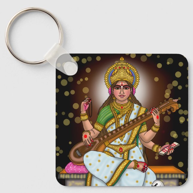 Gudinna Saraswati Nyckelring (Framsida)