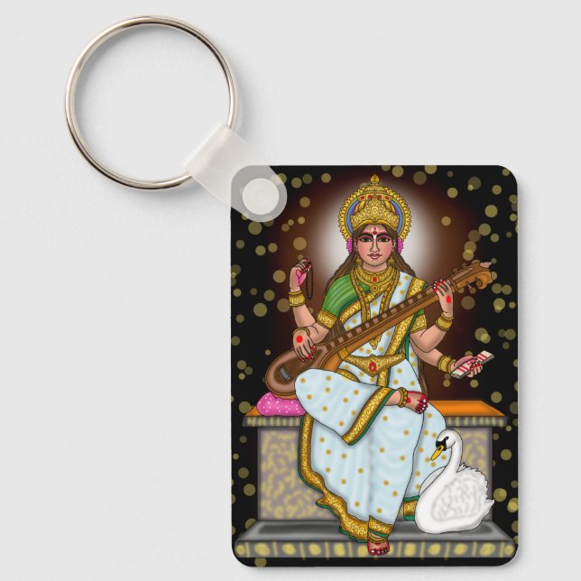 Gudinna Saraswati Nyckelring (Framsida)