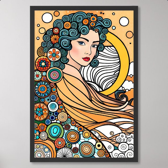 gudinna som målar upp skaparmångfald havets varels poster (goddess painting creator diversity ocean creature)