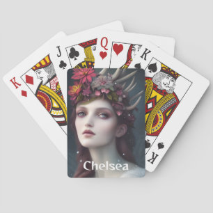 Gudinna till Winter Fantasy Blommigt Porträtt Casinokort