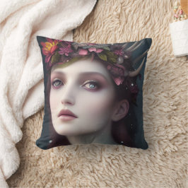 Gudinna till Winter Fantasy Blommigt Porträtt Kudde
