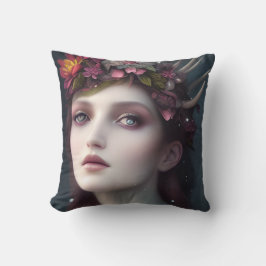 Gudinna till Winter Fantasy Blommigt Porträtt Kudde