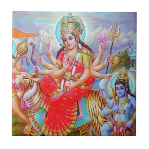 GudinnaDurga Ji målning Kakelplatta