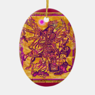 GudinnaDurga oval prydnad Julgransprydnad Keramik