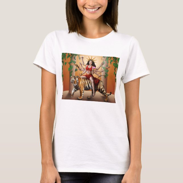 GudinnaDurga T skjorta T-shirt (Framsida)