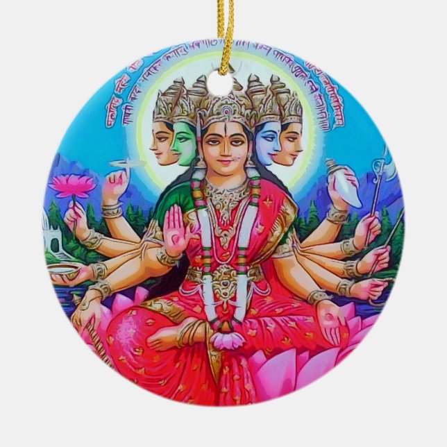 GudinnaGayatri Devi gudom Julgransprydnad Keramik (Framsidan)