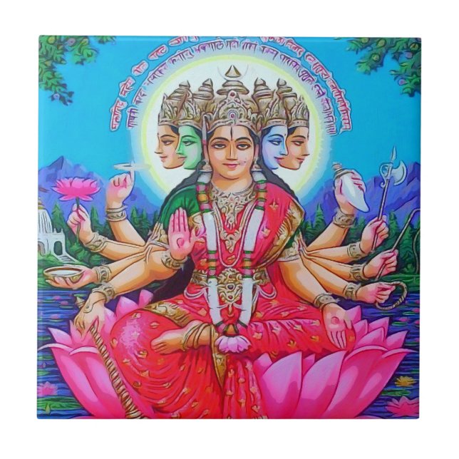 GudinnaGayatri Devi gudom Kakelplatta (Framsidan)