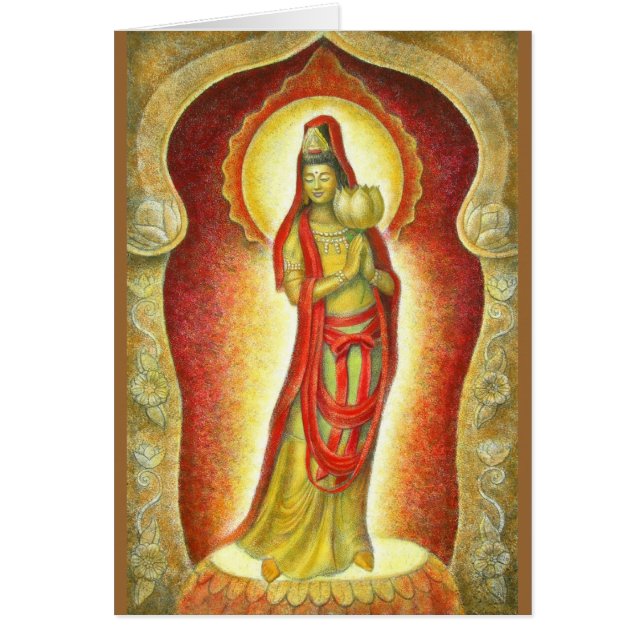 GudinnaKuan Yins lotusblomma Hälsningskort (Framsidan)