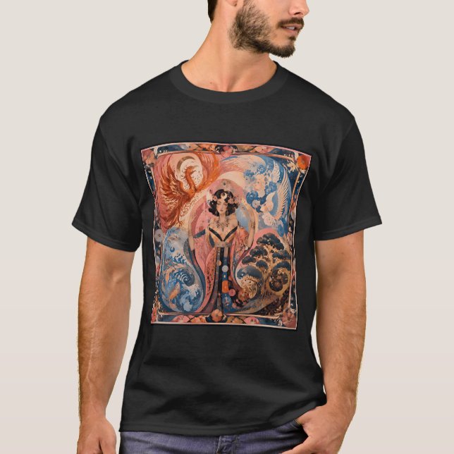 Gudinnan av de fyra elementen - Fenix, Fisk,  T Shirt (Framsida)