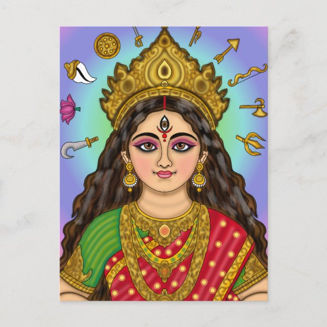 Gudinnan Durga  Vykort (Framsida)