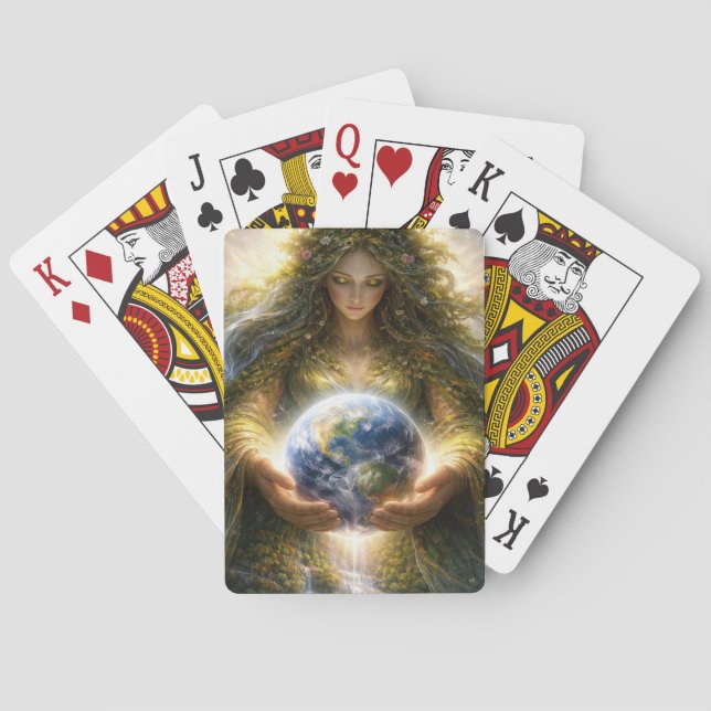 Gudinnan Gaia som varsamt håller planeten jorden Casinokort (Baksidan)