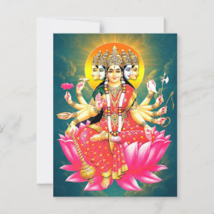 Gudinnan Gayatri Devi på Lotus Hinduisk gudinna Vykort