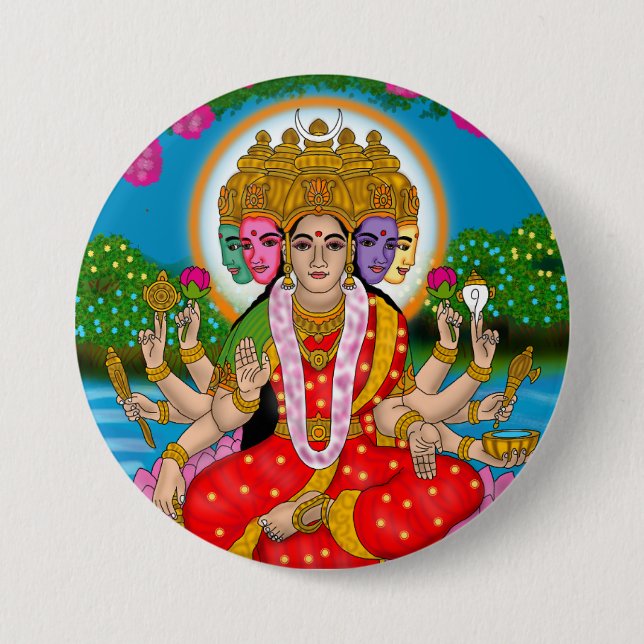 Gudinnan Gayatri-knapp Knapp (Framsida)