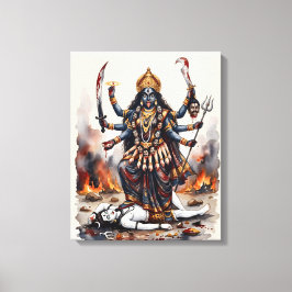 Gudinnan Kali står på Shiva Canvastryck