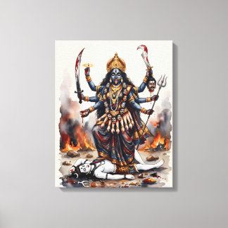 Gudinnan Kali står på Shiva Canvastryck