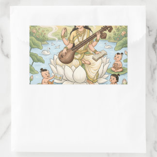 Gudinnan Saraswati Hindu dekal Rektangulärt Klistermärke