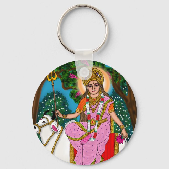 Gudinnan Shailputri Nyckelring (Framsida)