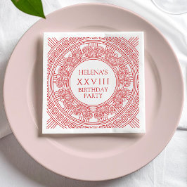 Gudinne servetter med rosa grekisk design