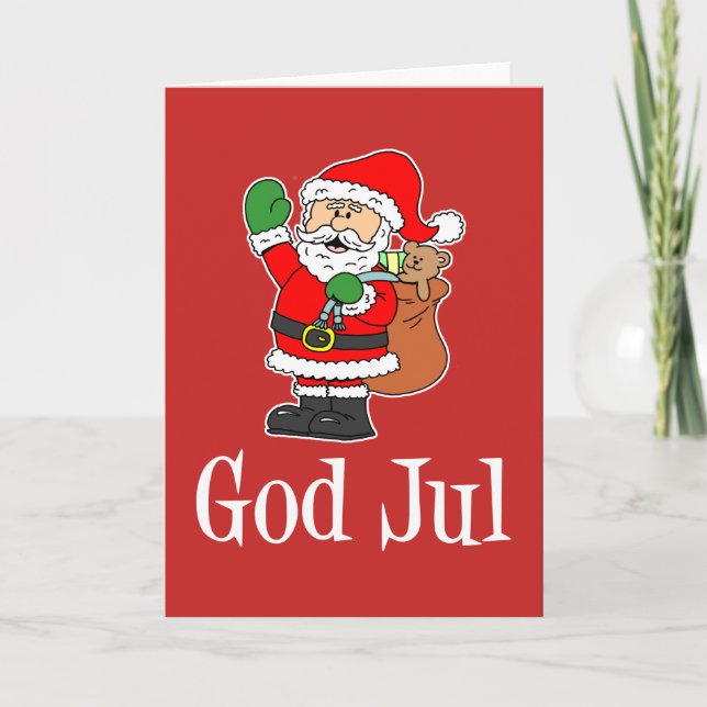 GudJul svensk god jul Santa Helgkort (Framsida)