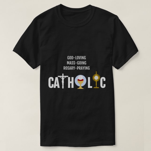 GudLoving MassGoing Rosary Catholik T Shirt (Design framsida)